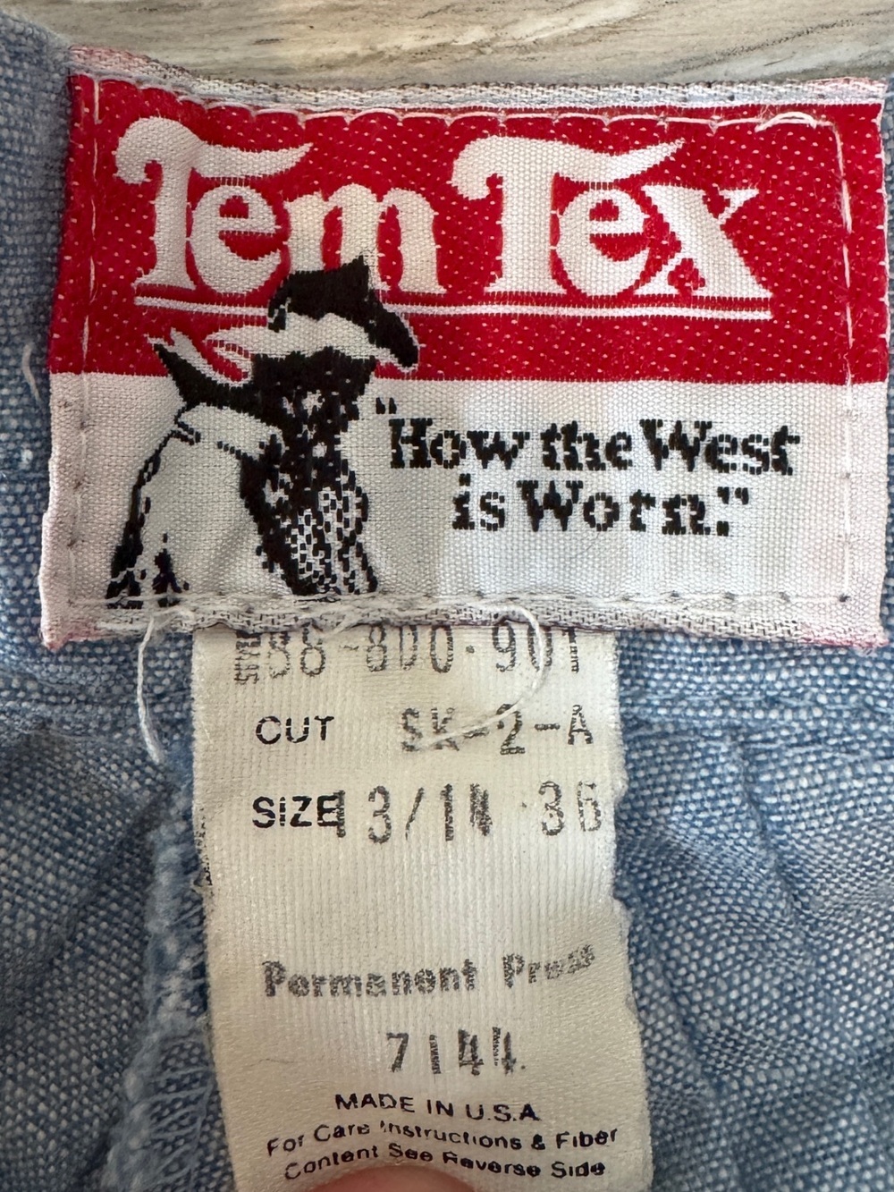 Vintage 70s 80s Tem Tex Western Prairie Skirt Chambray Blue Ruffle Maxi 28” W - Picture 14 of 14